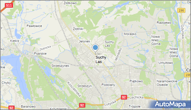 mapa Suchy Las, Suchy Las powiat poznański na mapie Targeo